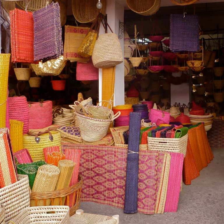 Store with woven baskets